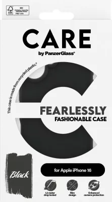Mbështjellës PanzerGlass CARE Case Fashion iPhone 16, silikon, i zi