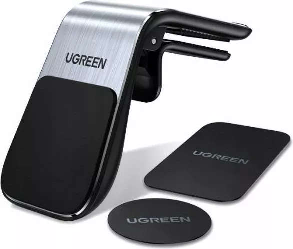 Mbajtës telefoni magnetik për veturë UGREEN 80712B, montim në grilë ajrimi, me pllaka metalike, zi/argjend