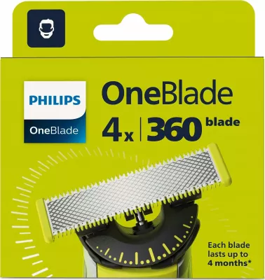 Tehë zëvendësuese për makinê rroje Philips OneBlade 360 QP440/50, 4 copë