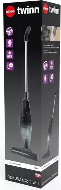 Fshesë elektrike ELDOM OC600, 2in1 TWINN, pa kabllo, pa qese, HEPA, e zezë