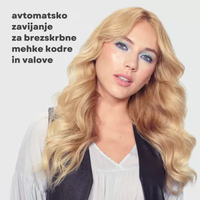 Hekur për kaçurrela Revamp Auto Revolve Soft Curler CL-3000 32mm, cilindër 15cm, jonizim, rrotullim automatik, me dorezë termike, e zezë/argjend