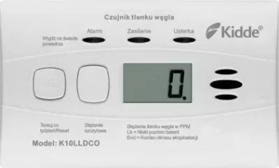 Detektor monoksidi karboni Kidde K10LLDCO me ekran LCD, bateri e integrume 10-vjeçare, i bardhë