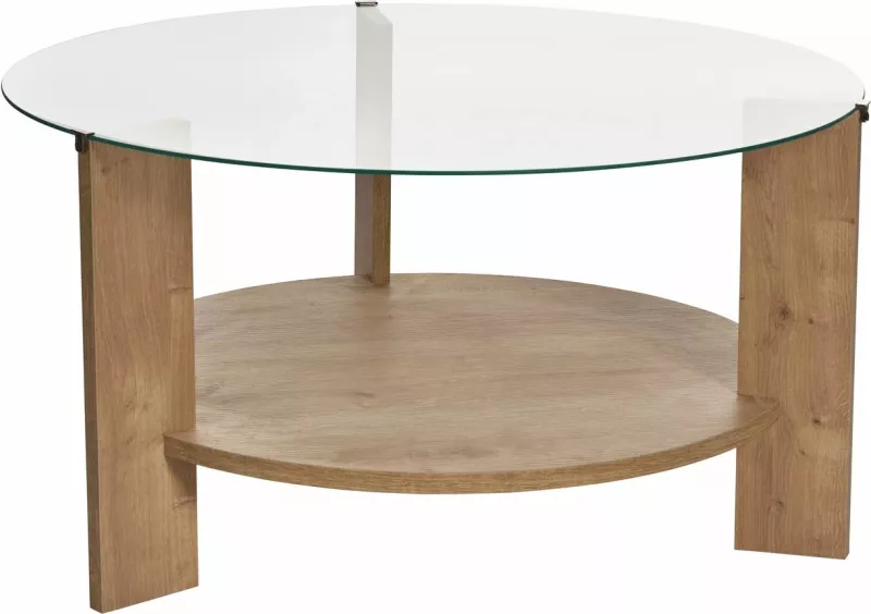Tavolinë kafeje Nordure, Clara, ngjyrë lis safir, xham transparent