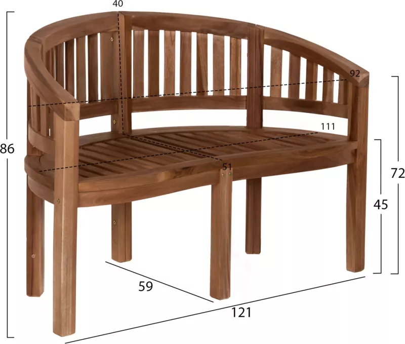 Stol dy vendesh CAPO FH9538 dru tik ngjyrë natyrale 121x59x86H cm