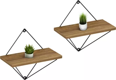 Rafta muri 2 copë set ZANNARD FH8929.11 metal i zi-melaminë natyrale 30x14x30Hcm