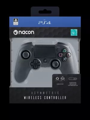 Kontroller wireless Nacon PS4 Asymmetric, deri 7 orë bateri, prizë 3.5mm, i zi