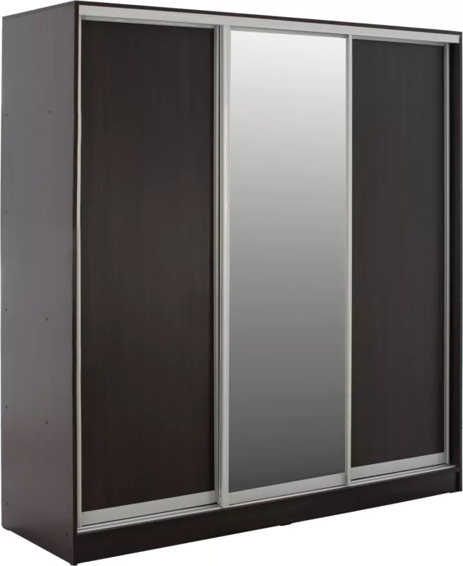 Dollap ADLER me dyer rrëshqitëse, melaminë, ngjyrë wenge, me pasqyrë, 3 dyer, 240x60x240 cm, FH2462.02