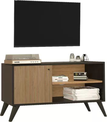TV komodë KRUDEN FH9443.11 melaminë, ngjyrë e zezë-natyrale, 100x40x51 cm