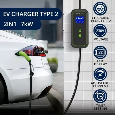 Karikues makinash elektrike Qoltec 2-në-1, Type 2, 7kW, 230V, CEE 3 PIN