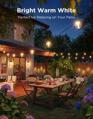 Varg dritash LED smart për jashtë Govee Outdoor Clear Bulb String Lights 48 ft (14.6 m) RGBWIC 1200 lm, transparente