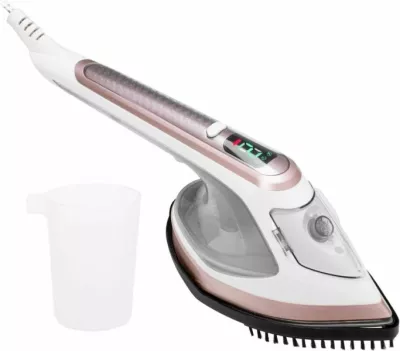 Hekur me avull 2-n-1 Adler AD5044, depo uji 180 ml, pllaka qeramike, me furçë, bardhë/ari
