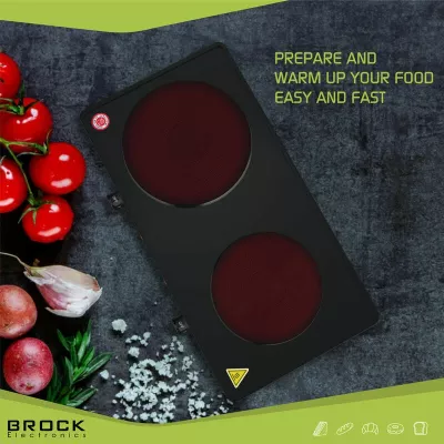 Pllakë elektrike e dyfishtë Brock EP 200 BK 2500 W, e zezë