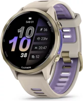Smartwatch Garmin Forerunner® 970 Soft Gold Titanium (French Gray Case, French Gray/Translucent Indigo Strap)