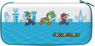 Kasë udhëtimi PDP Mario Escape për Nintendo Switch/Lite/OLED, me stand të integruar, bardhë me kaltër