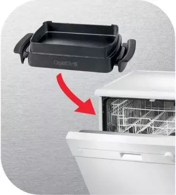 Aksesor pjekjeje, Tefal XA725870, për OptiGrill Elite/OptiGrill+, tavë jo-ngjitëse me doreza rezistente nxehtësisë, e larë në pjatalarëse, e zezë