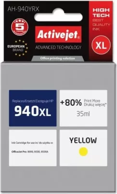 Kartrixh boje, ActiveJet 940XL (C4909AE) 35 ml, e verdhë