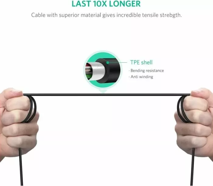 Kabllo printeri UGREEN 50446 USB-C në USB-B 2.0 2m, e zezë, polybag thumbnail 4