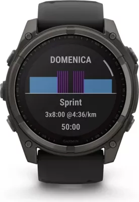 Smartwatch Garmin fēnix 8 Solar, Sapphire, Carbon Gray DLC Titanium, Black/Pebble Gray strap, 51 mm