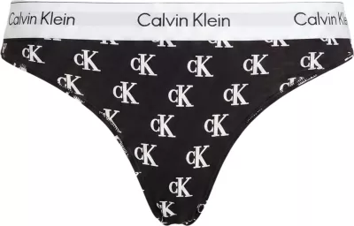 Të brendshme thong për femra Calvin Klein Underwear THONG LV00QF8518, zi-bardhë