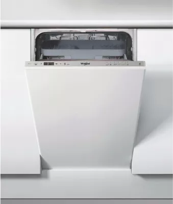 Enëlarëse e integruar plotësisht Whirlpool WSIC 3M27, 45 cm, 10 servise, klasa E, 6th Sense, FlexiSpace, argjendtë