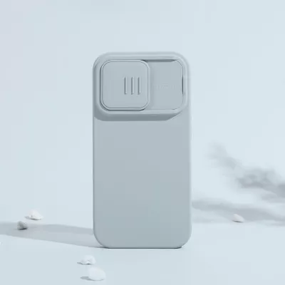 Mbështjellës Nillkin CamShield Silky Silicone për iPhone 14 Pro, me mbrojtëse kamere, Blu