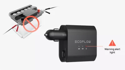Karikues automatik i mençur i baterisë së veturës EcoFlow Smart Auto Battery Charger 12/24V, 5000801002, e zezë, set me kabllo XT60 me kllapa
