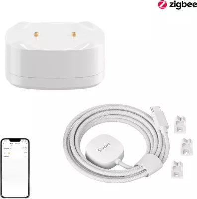 Set sensor për rrjedhje uji Sonoff SNZB-05P me kabllo WLDC200, ZigBee, i bardhë