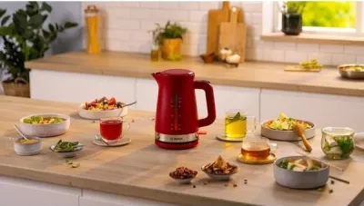 Çajnik Bosch TWK4M224, 1.7 L, 2400 W, Inoks, Kuqe