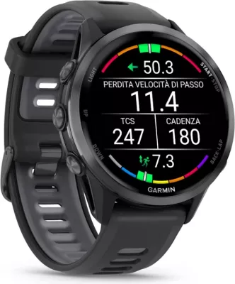 Smartwatch Garmin Forerunner® 970 Carbon Gray DLC Titanium (Black Case, Black/Translucent Whitestone Strap)