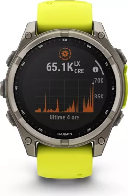Smartwatch Garmin fēnix® 8 Solar, Sapphire, Titanium with Amp Yellow / Graphite silicone strap, 47 mm