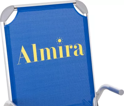 Karrige plazhi e ngritur, alumin i fortë, Almira FH6431.01, tekstilene blu, 53x68x80cm