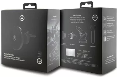 Mbajtës magnetik Mercedes Silver Star MagSafe për veturë, karikim wireless, i zi