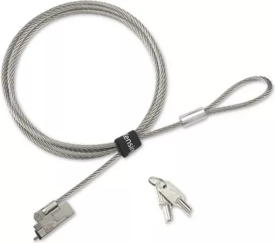 Kabëll sigurie Kensington Slim NanoSaver 2.0 EQ, 1.83m, Nano, çelës rrumbullak, çelik inox, argjendtë
