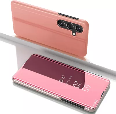 Mbështjellës Hurtel Clear View Case për Samsung Galaxy S25+, Rozë