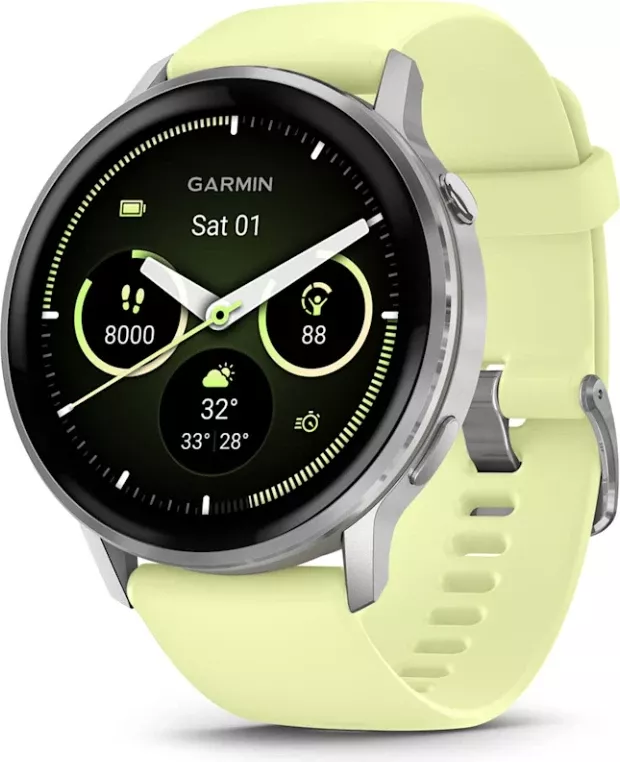 Smartwatch Garmin Venu® 4, Silver/Citron Silicone Band, 45 mm