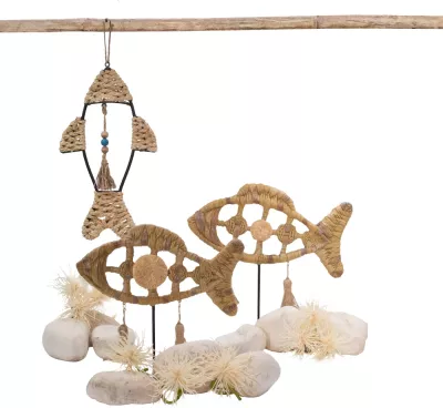 Dekor peshk natyral, polirezine, metal, 34x8x34cm