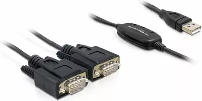 Adapter USB 2.0 në RS232 DeLOCK 2x, LANCOM, e zezë