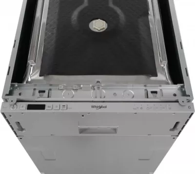 Enëlarëse e integruar plotësisht Whirlpool WSIC 3M27, 45 cm, 10 servise, klasa E, 6th Sense, FlexiSpace, argjendtë