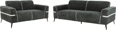 Set divanësh 2 pjesë FERIN FH6070.03, pëlhurë e gjelbër, këmbë metalike ngjyrë kafe e errët