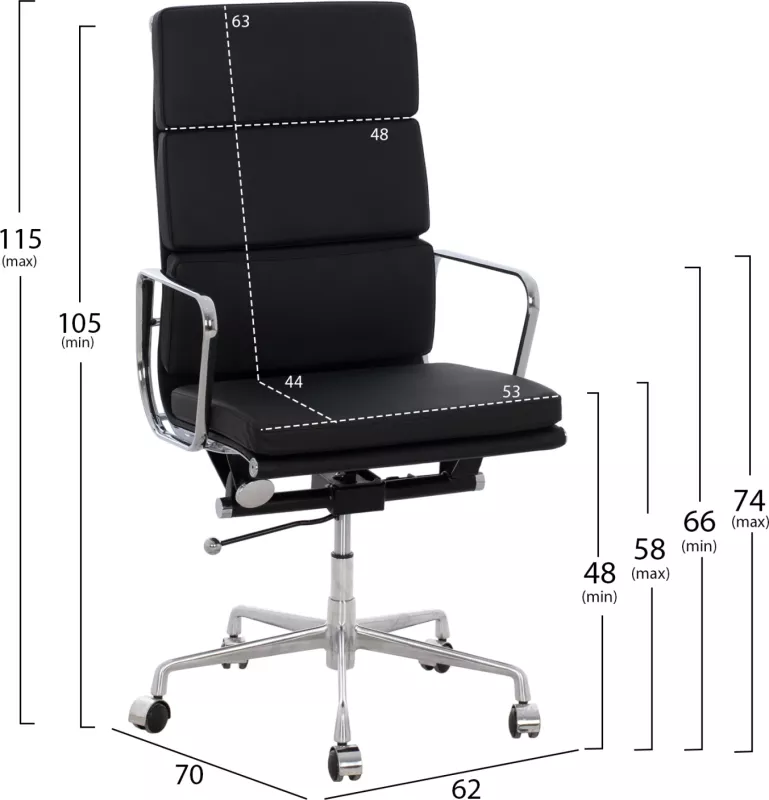 Karrige superiore për zyre me kornizë alumini të zezë FH1172.01 62x70x115 cm