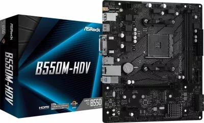 Pllakë amë ASRock B550M-HDV Micro-ATX, Socket AM4, DDR4 64GB, M.2 PCIe 4.0, HDMI/DVI/VGA, e zezë