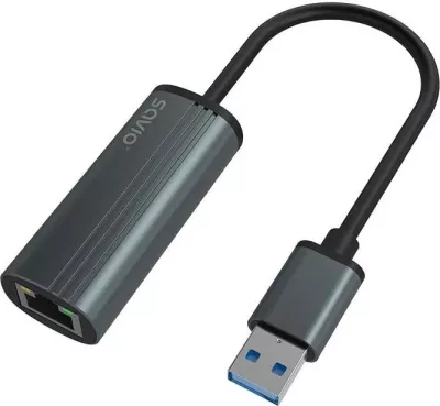 Adapter USB-A 3.1 Savio AK-55, RJ-45 Gigabit Ethernet, gri