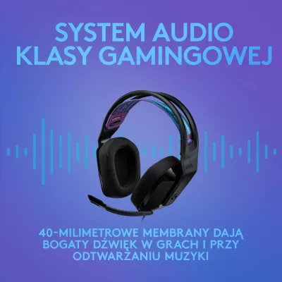 Kufje gaming Logitech G335 (981-000978), me kabllo 3.5mm, mikrofon, 40mm, të zeza