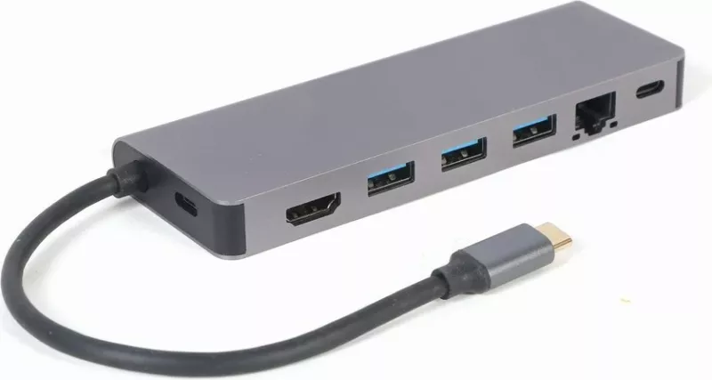 Përshtatës USB, Gembird A-CM-COMBO5-05, 5x porte, type-C, hiri