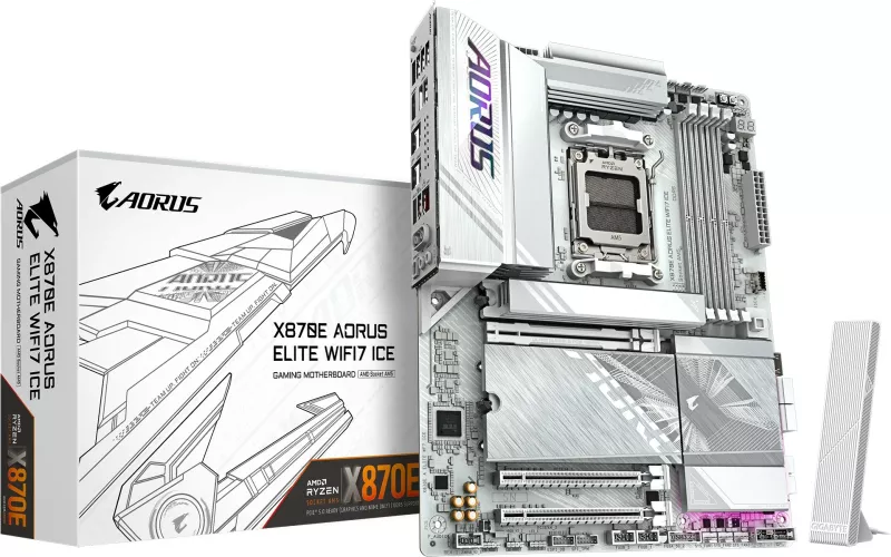 Pllakë amë Gigabyte X870E AORUS ELITE WIFI7 ICE, Socket AM5, WiFi 7, e argjendtë