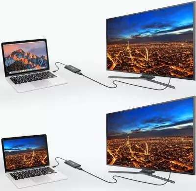Adapter Choetech HUB-D03, USB Type C Thunderbolt 3, 2x DisplayPort 4K 60Hz, zi