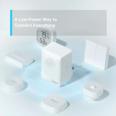 Smart hub TP-Link Tapo H100 alarm 90 dB lidhje me konsum të ulët deri 64 pajisje e bardhë
