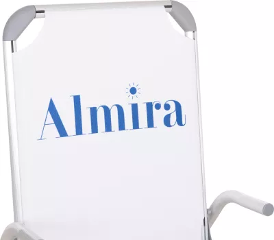 Karrige plazhi e ngritur, alumin i rëndë, Almira FH6431.03, tekstilene e bardhë, 53x68x80cm