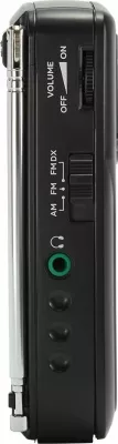 Radio portative AM/FM Aiwa RS-33, tunim analog ETS, altoparlant i integrum, dalje 3.5mm, me 2x AA, e zezë, set me kufje dhe këllëf