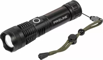 Lampë dore LED PROLINE 51043 600lm USB-C rikarikim, zoom, bateri 1200mAh, 5 mënyra, me kabllo USB-C + adaptor 3xAAA, e zezë